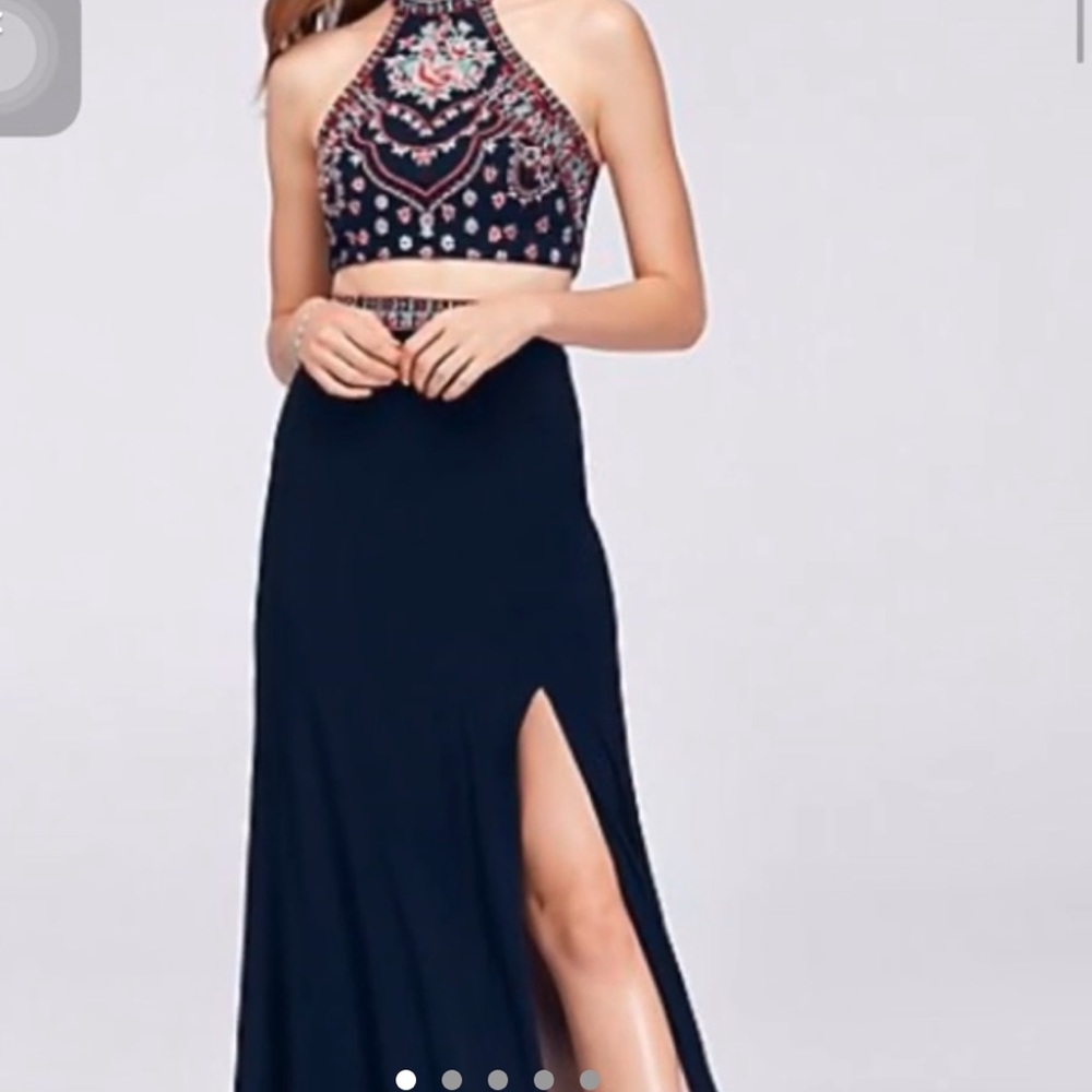 blondie nights 2 piece prom dress/zip up with slit